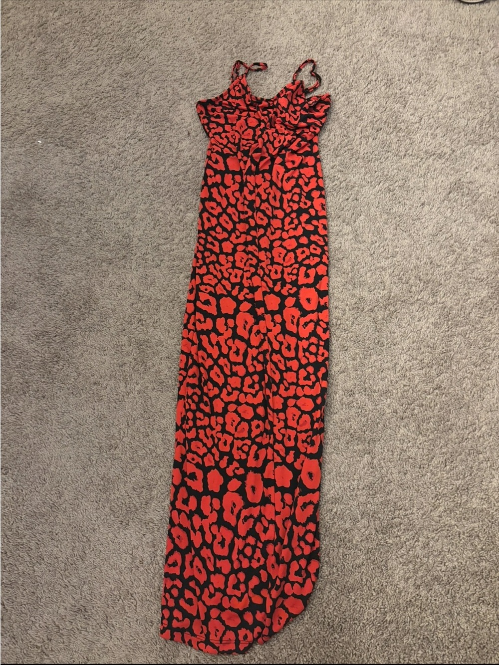 Red and Black Leopard Print Maxi Dress - Women